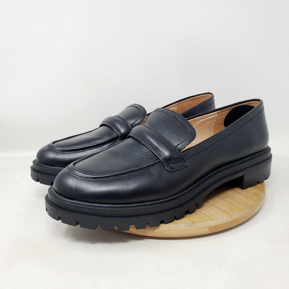 Madewell Chunky Loafer Womens 11 Bradley Black‎ Leather Platform Lug Sole Shoes - Picture 2 of 13